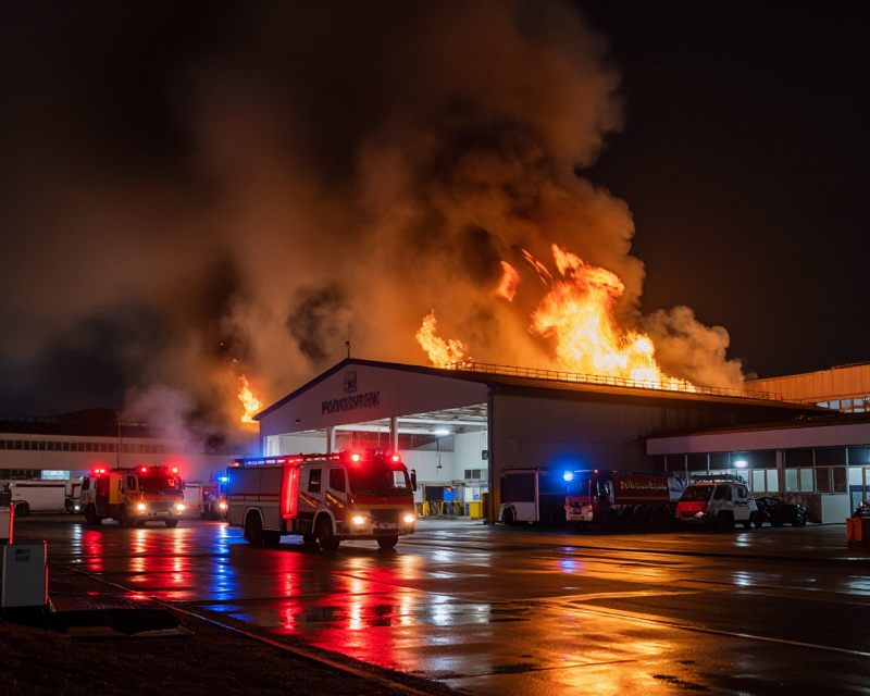 Chemical Warehouse Fire Scene
