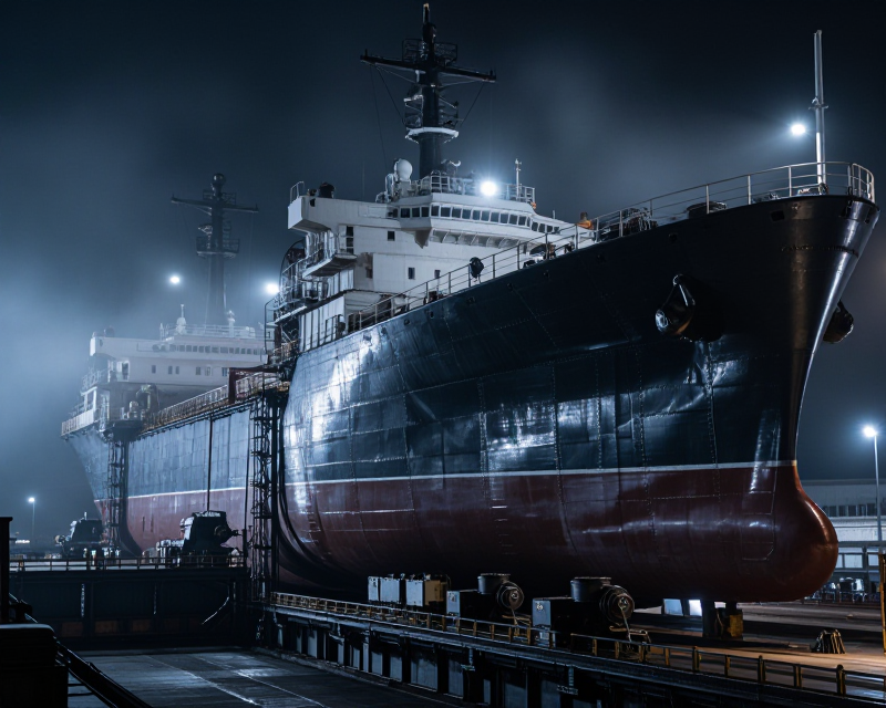 Dark shipyard scene