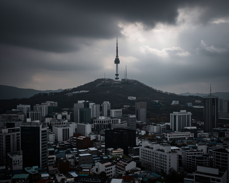 Gloomy Seoul Cityscape