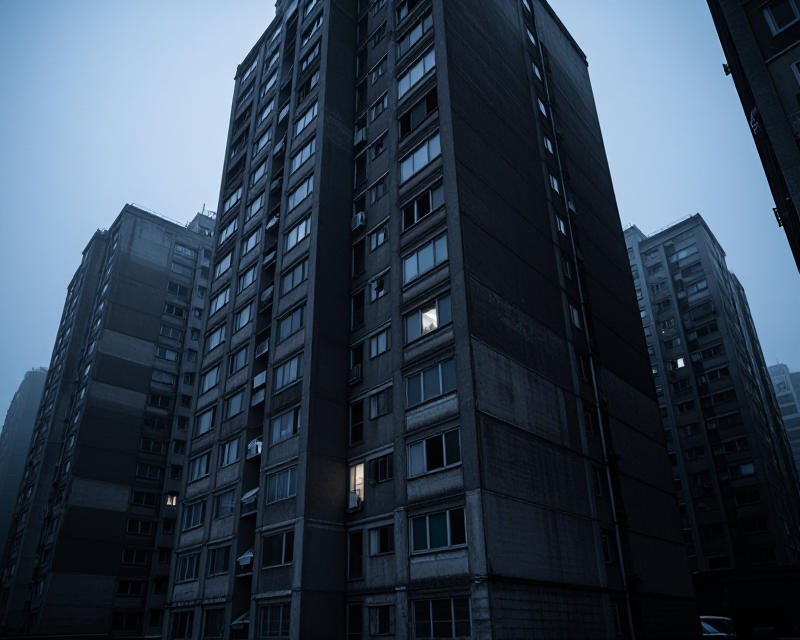 Dark Korean Apartment at Dawn
